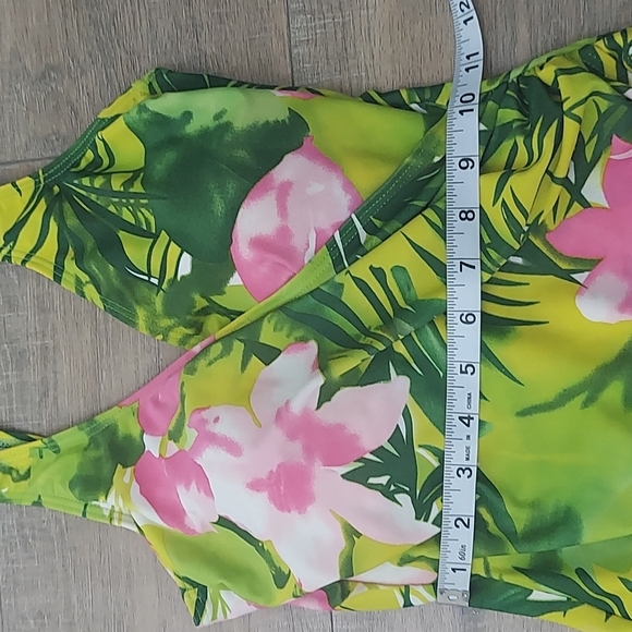 Hydra Swimsuit One Piece with Green Palms & Pink Flowers 10 - Picture 6 of 7